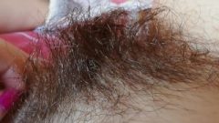 Playing With My Juicy Hairy Bush Huge Clit Pussy Close Up