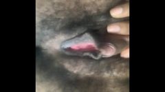 Huge Clit Hairy Chocolate Bitch Playing With Clit