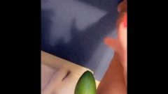 Uks Longest Labia Enjoys Cucumber !
