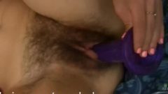 Babe Frantically Fuck’s Her Hairy Twat With Vibrator