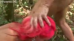Redhead With A Pumped Twat Ruined Anally Outdoors
